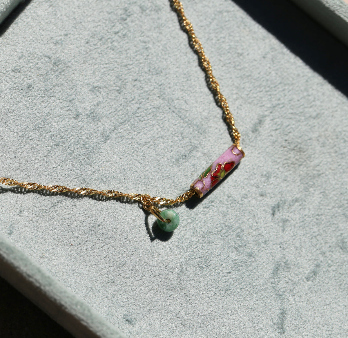LILAC BERRY CLOISONNÉ NECKLACE