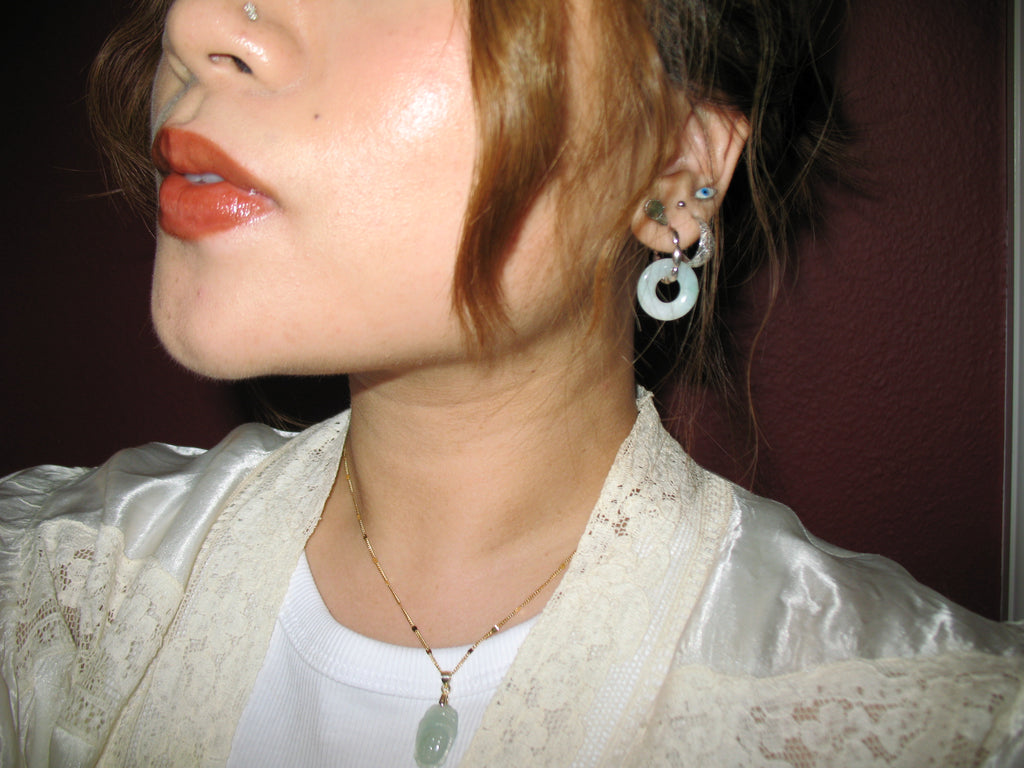 JADEITE ANGEL HALO EARRINGS image 3