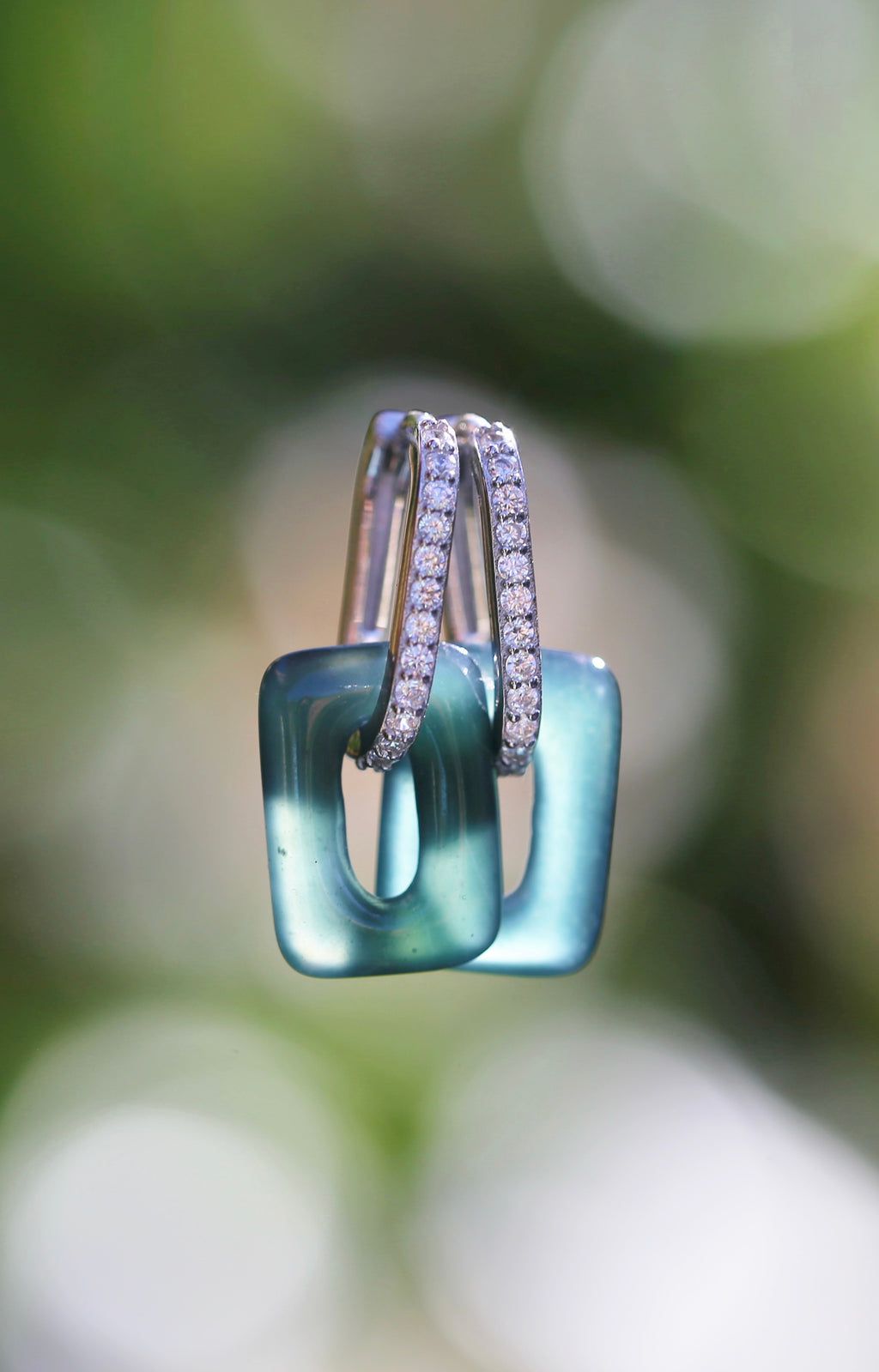 JADEITE PAVÉ INTERLOCK EARRINGS