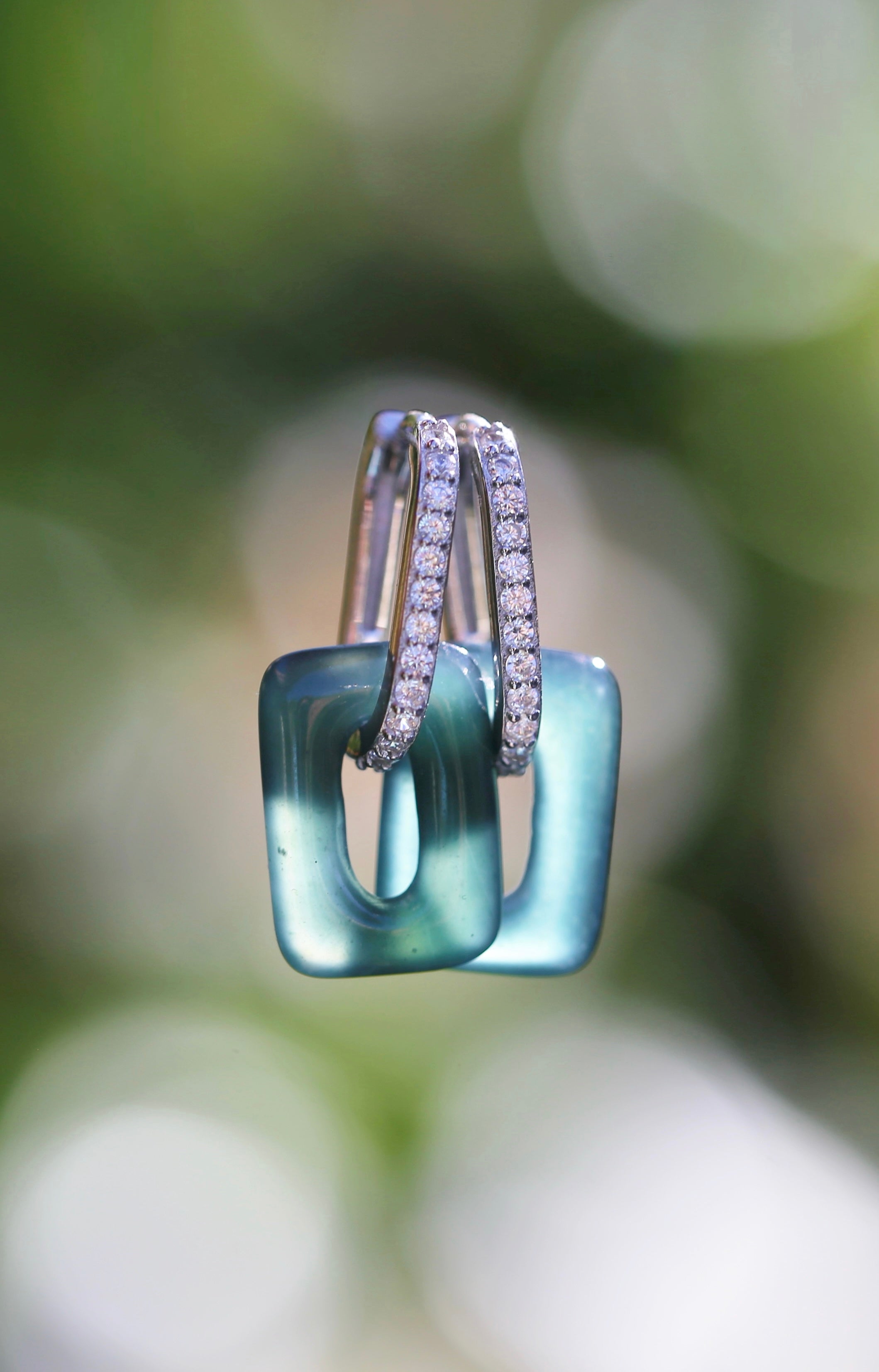 JADEITE PAVÉ INTERLOCK EARRINGS