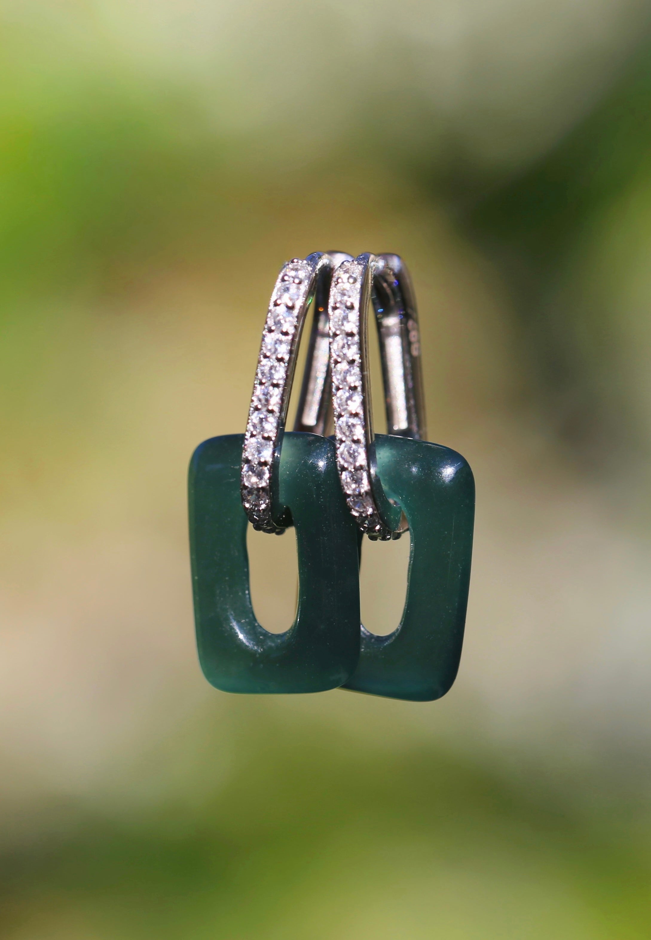 JADEITE PAVÉ INTERLOCK EARRINGS