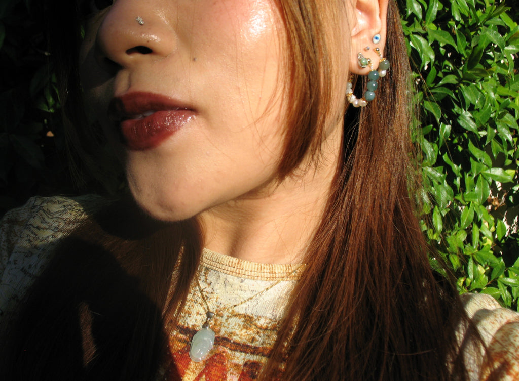 OCEAN BLUE JADEITE CLASSIC HOOPS image 3