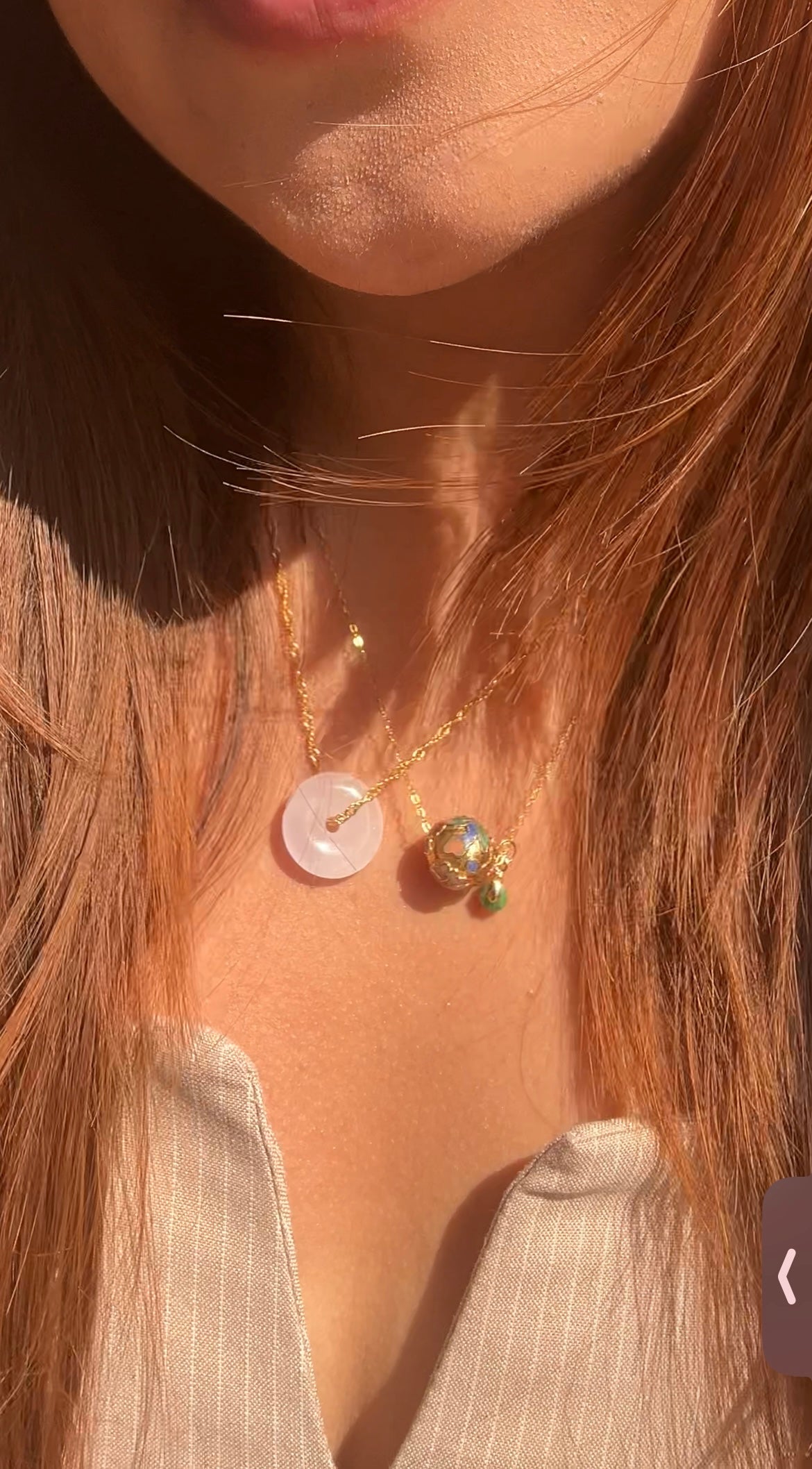 CLOISONNE + JADEITE DROP NECKLACE