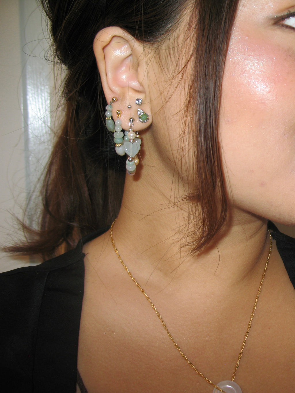 PETITE JADEITE MUSE HOOPS