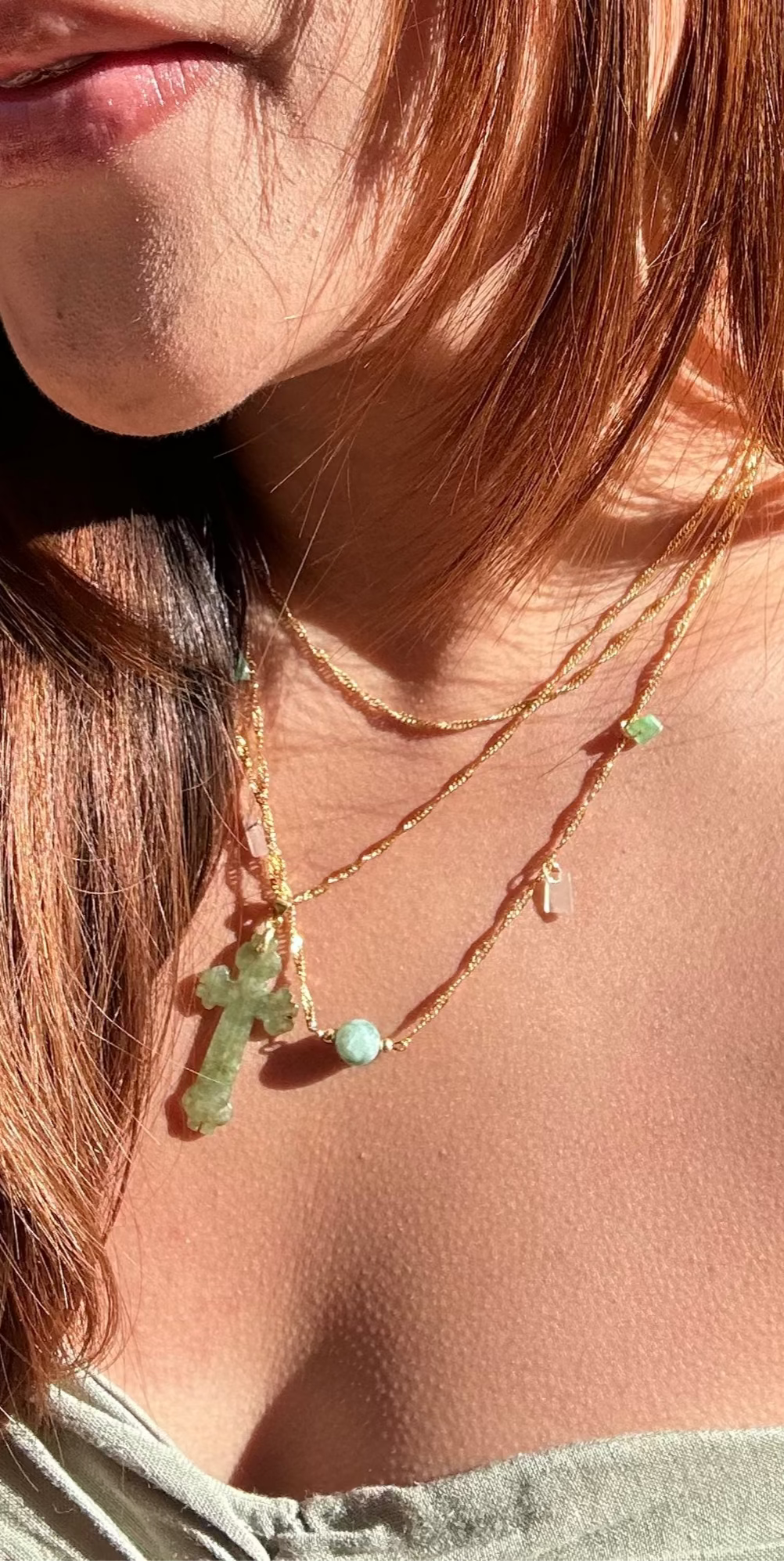 ANTIQUE JADEITE CROSS IN FOREST GREEN