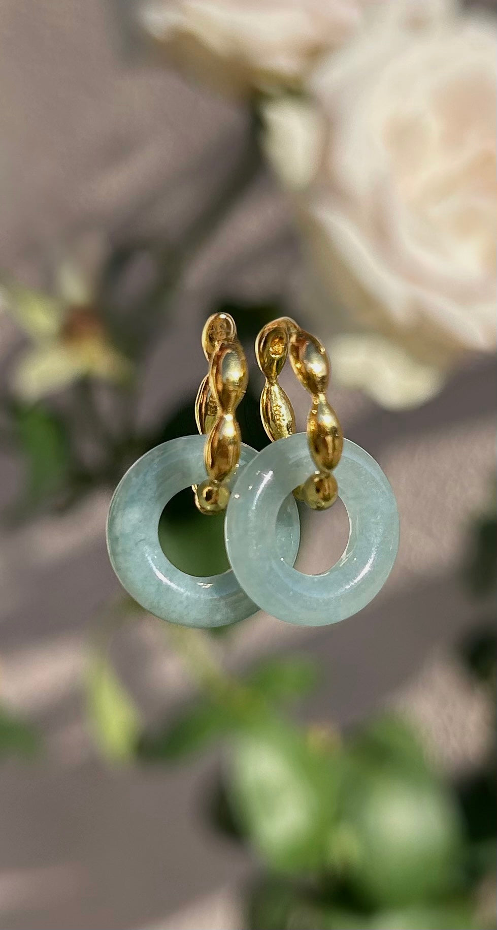 BLUE ICE JADEITE ANGEL HALO EARRINGS