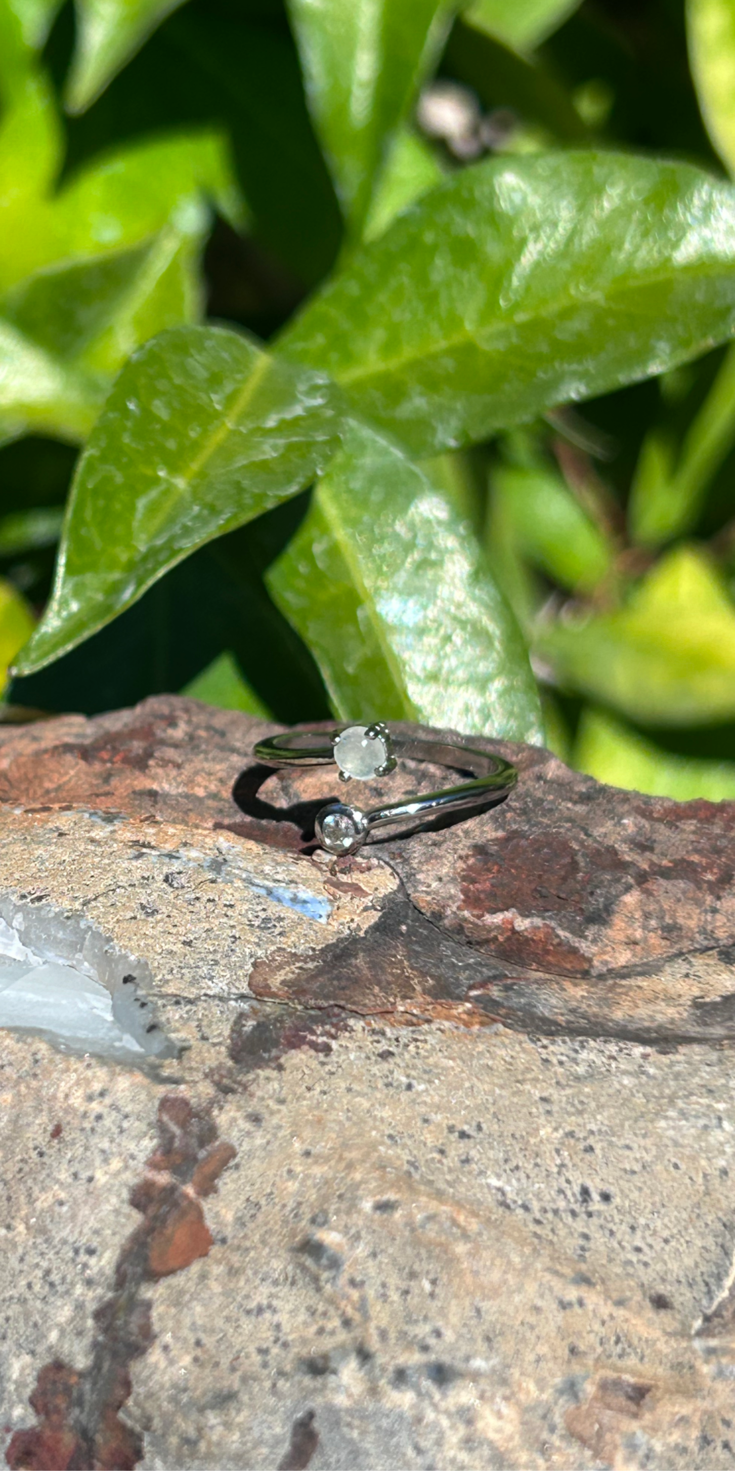 WHITE ICE STARRY JADEITE RING image 0